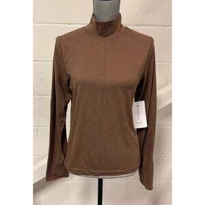 Athleta Ascent Brown Seamless Long Sleeve Turtleneck Top Women's Size XL NWT